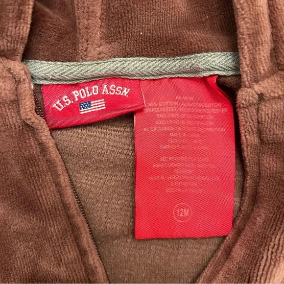 U.S. Polo Assn Brown Baby Zip Up Hoodie Jacket Size 12M - Picture 8 of 8